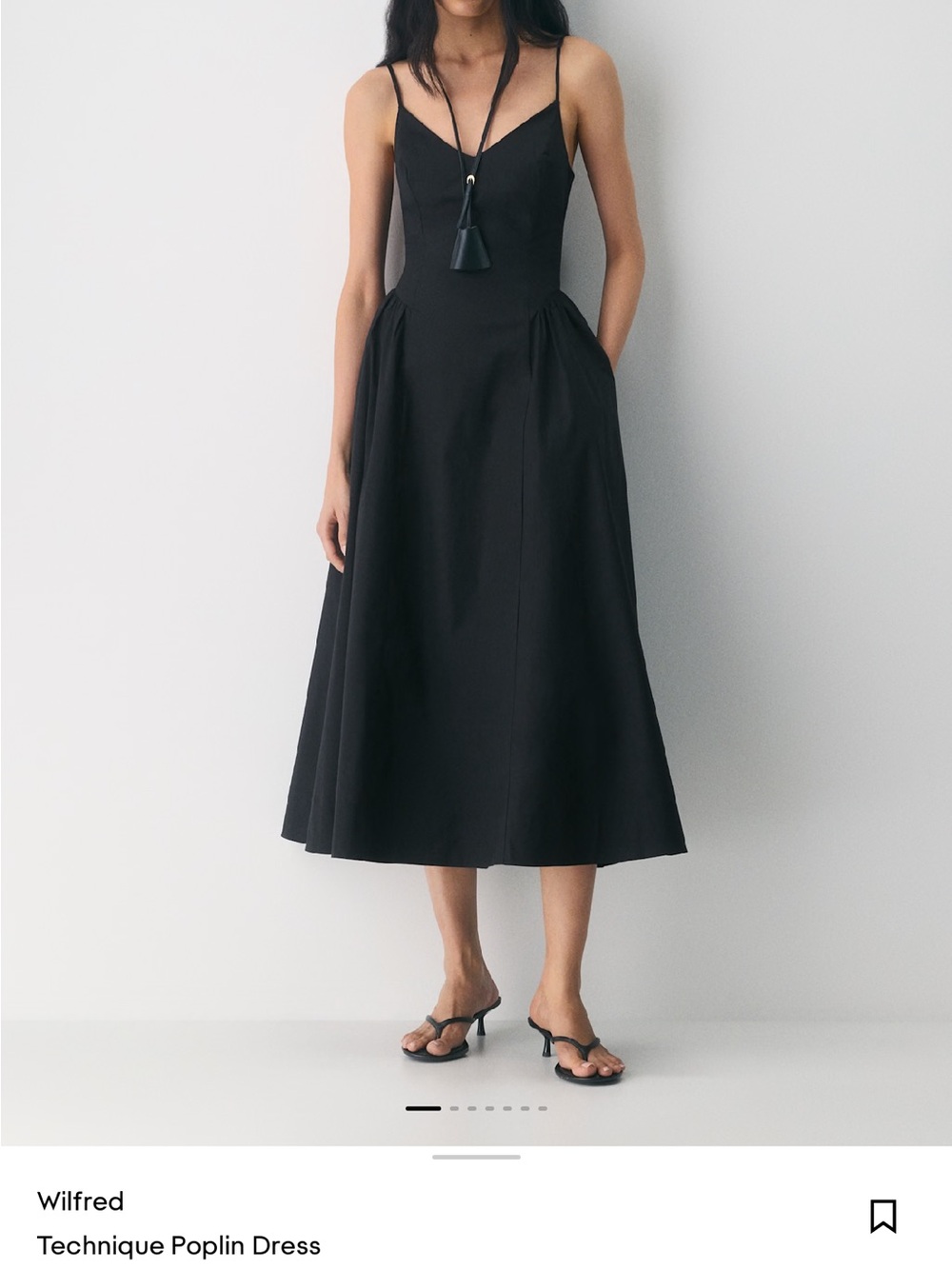ARITZIA Wilfred Black Smocked Waist Dress